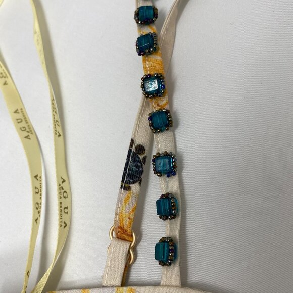 Agua by Agua Bendita Lima Cream Yellow Linen Blend Dress Large New - Picture 6 of 10